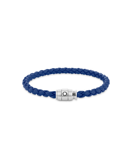 Bracelet Montblanc acier et cuir avec fermeture à 3 anneaux