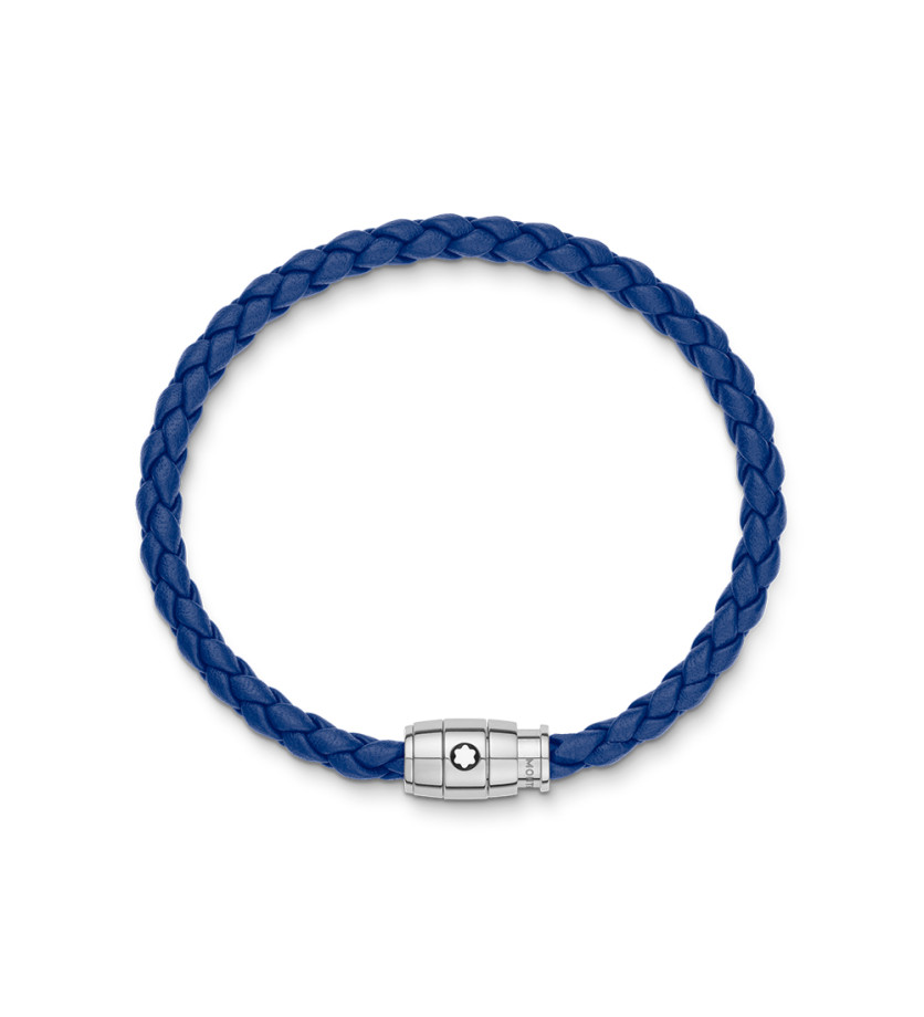 Bracelet Montblanc acier et cuir avec fermeture à 3 anneaux