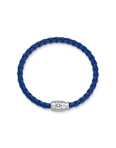 Bracelet Montblanc acier et cuir avec fermeture à 3 anneaux