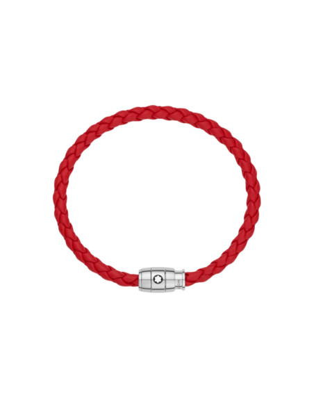 Bracelet Montblanc acier et cuir rouge avec fermeture à 3 anneaux