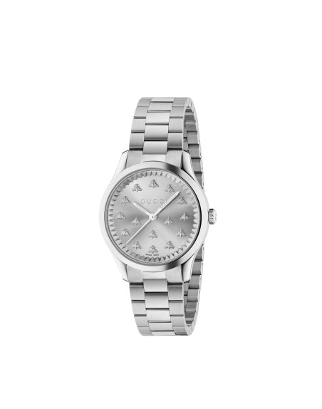 Montre Gucci G-Timeless quartz cadran argenté bracelet acier 32 mm