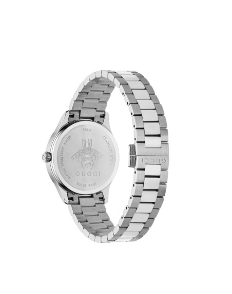 Montre Gucci G-Timeless quartz cadran laqué rose bracelet acier 32 mm