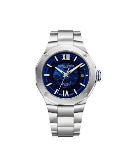 Montre Baume & Mercier Riviera automatique cadran saphir bleu bracelet acier 42mm