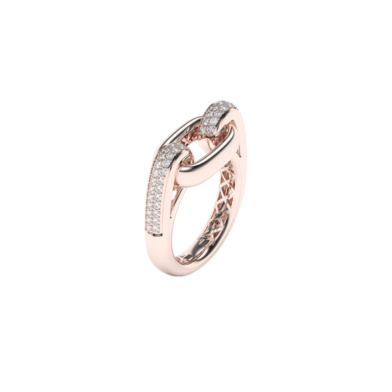 Bague Frojo Maillon or rose corps pavé diamants