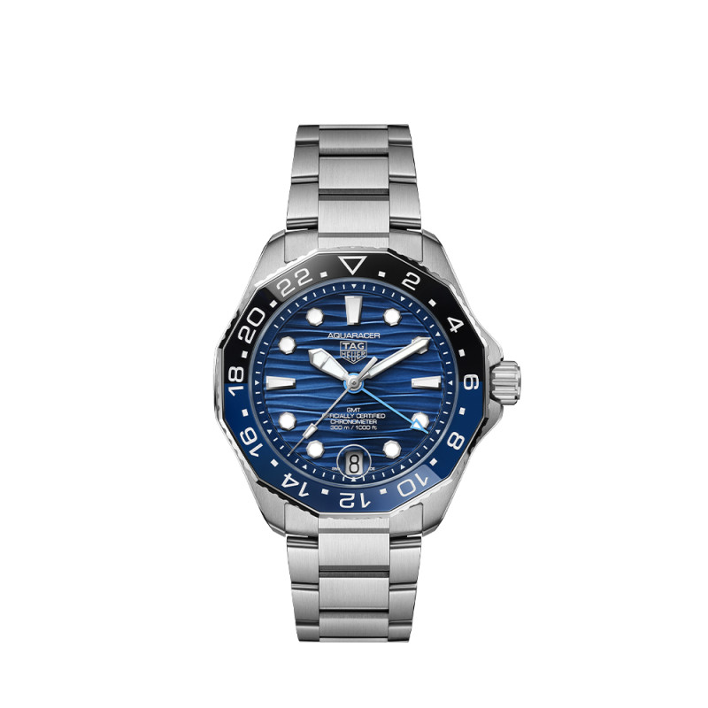 Montre TAG Heuer Aquaracer GMT automatique cadran bleu bracelet acier 42mm