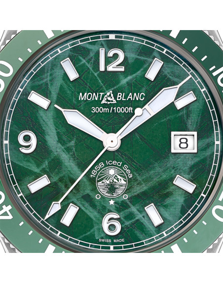 Montre Montblanc 1858 Iced Sea Automatic Date cadran vert bracelet en acier 41mm