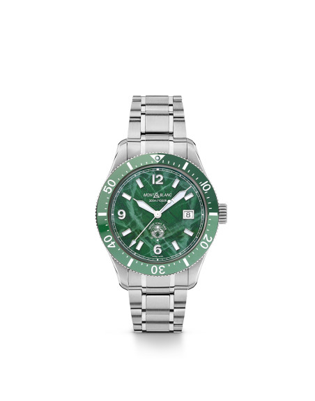 Montre Montblanc 1858 Iced Sea Automatic Date cadran vert bracelet en acier 41mm