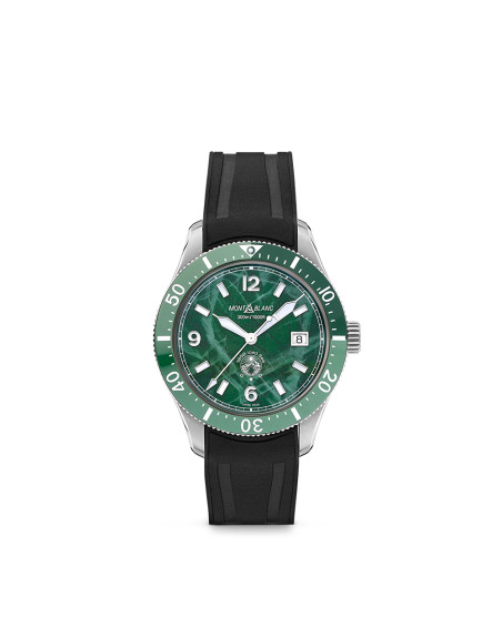 Montre Montblanc 1858 Iced Sea Automatic Date cadran vert bracelet en caoutchouc 41mm