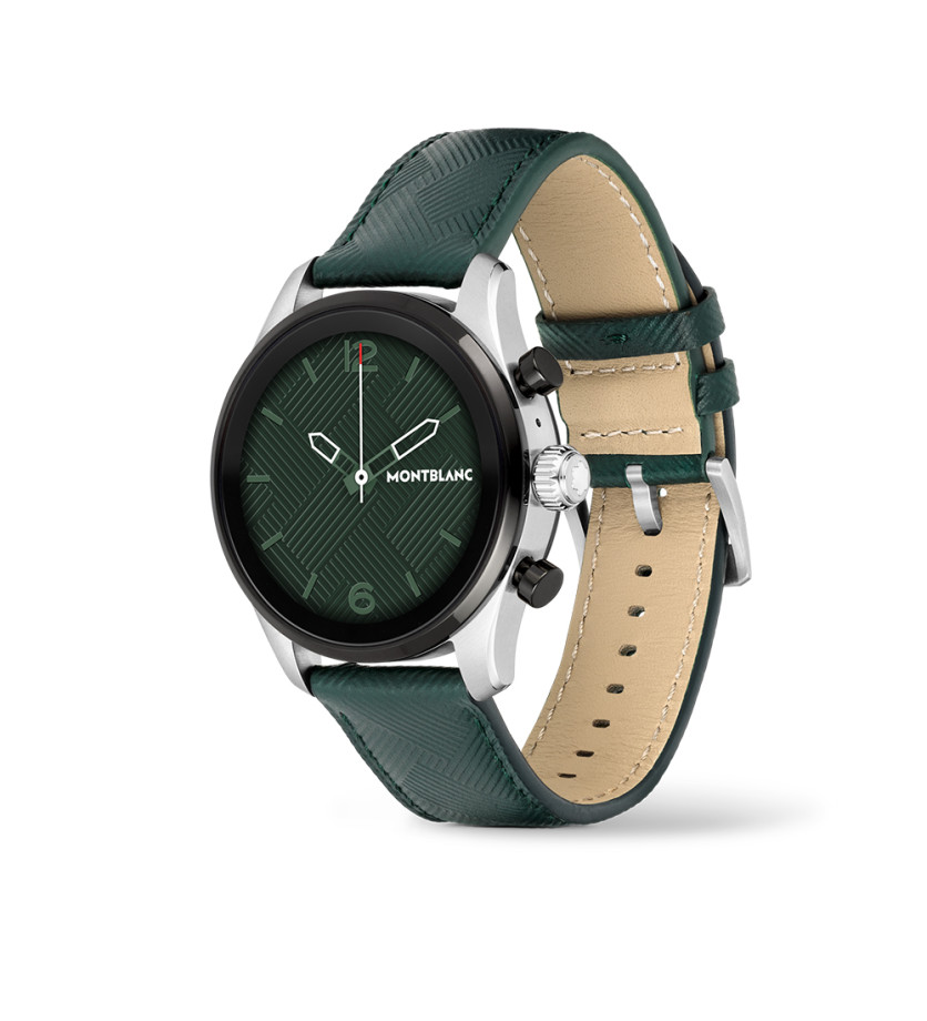 Montre Montblanc Smartwatch Summit 3 cadran vert bracelet en cuir 42 mm