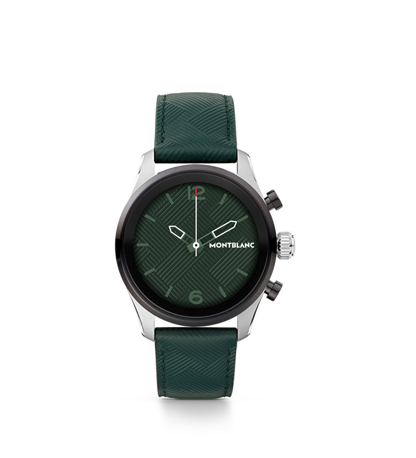 Montre Montblanc Smartwatch Summit 3 cadran vert bracelet en cuir 42 mm