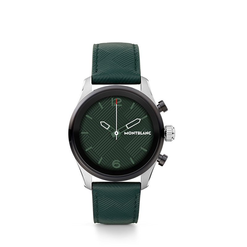 Montre Montblanc Smartwatch Summit 3 cadran vert bracelet en cuir 42 mm