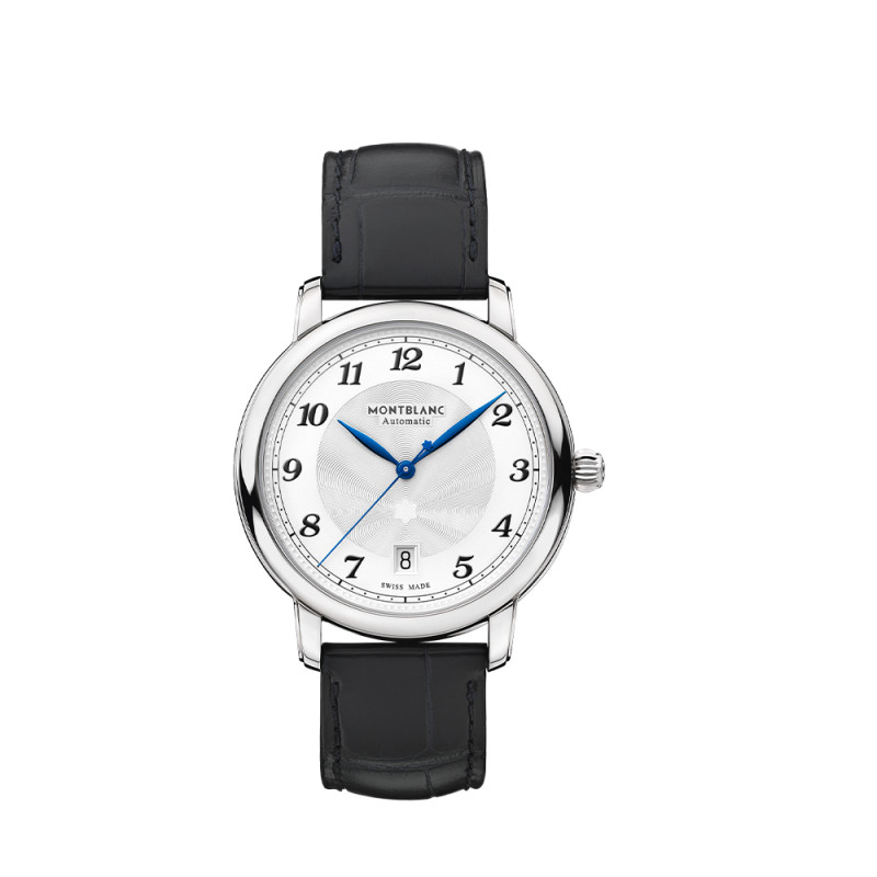 Montre Montblanc Star Legacy Automatic Date cadran blanc bracelet cuir noir 39 mm