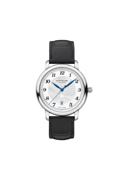 Montre Montblanc Star Legacy Automatic Date cadran blanc bracelet cuir noir 39 mm