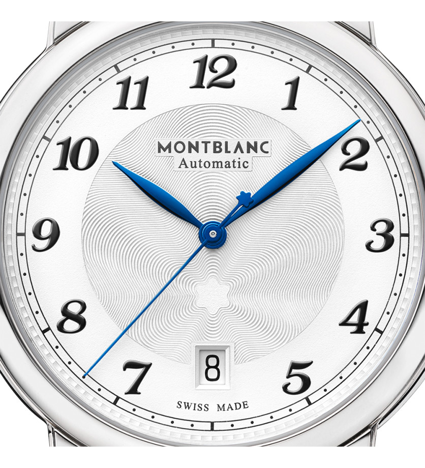 Montre Montblanc Star Legacy Automatic Date cadran blanc bracelet cuir noir 39 mm