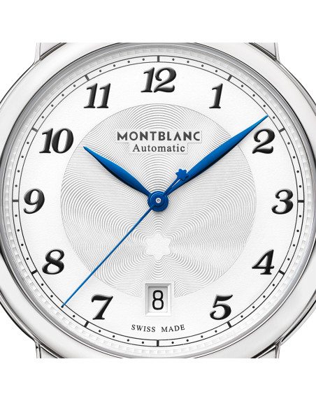 Montre Montblanc Star Legacy Automatic Date cadran blanc bracelet cuir noir 39 mm