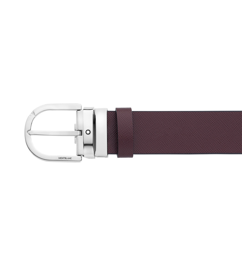 Ceinture réversible Montblanc à boucle fer à cheval cuir noir imprimé mosto 35 mm