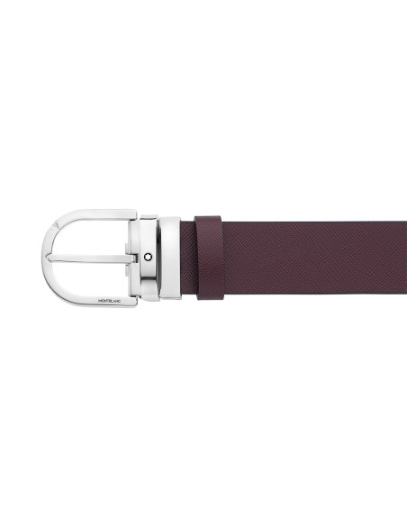 Ceinture réversible Montblanc à boucle fer à cheval cuir noir imprimé mosto 35 mm