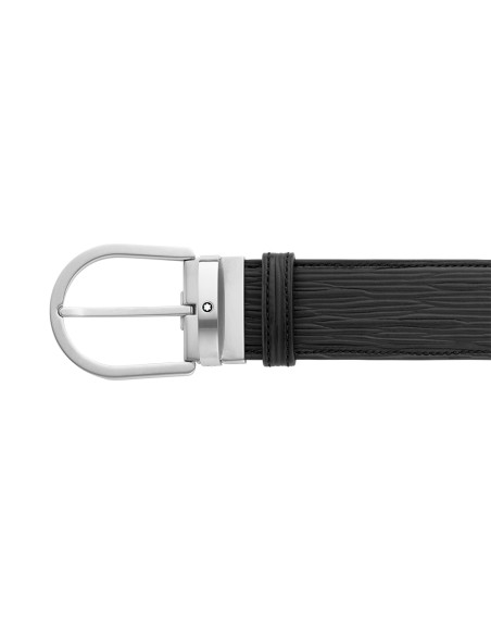 Ceinture Montblanc à boucle fer à cheval cuir imprimé noir 40 mm