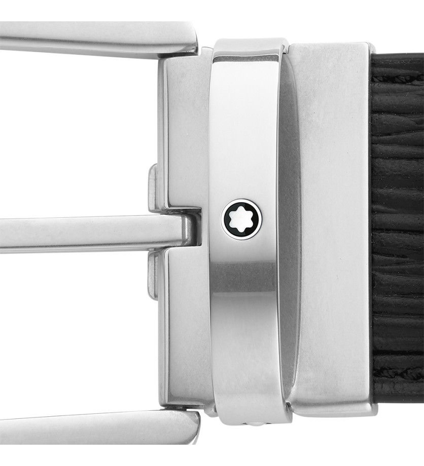 Ceinture Montblanc à boucle fer à cheval cuir imprimé noir 40 mm