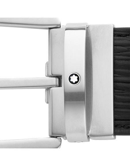 Ceinture Montblanc à boucle fer à cheval cuir imprimé noir 40 mm