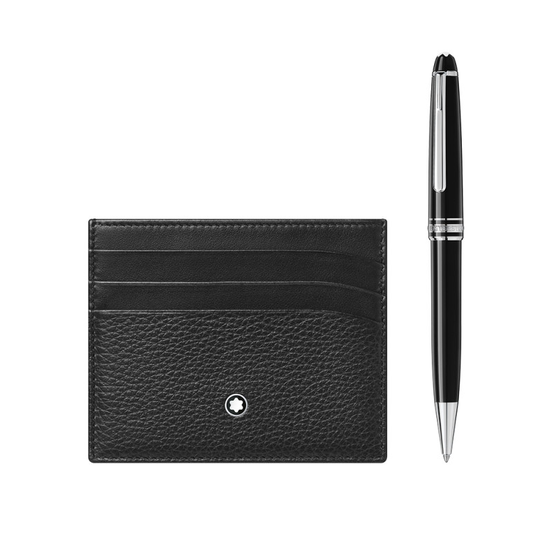 Coffret Montblanc composé d'un stylo bille et d'un porte carte 6CC Meisterstuck soft grain