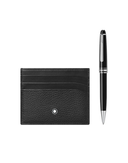 Coffret Montblanc composé d'un stylo bille et d'un porte carte 6CC Meisterstuck soft grain