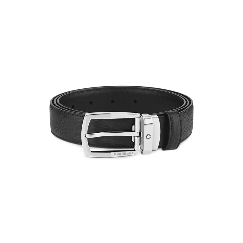 Ceinture Montblanc cuir noir 30 mm