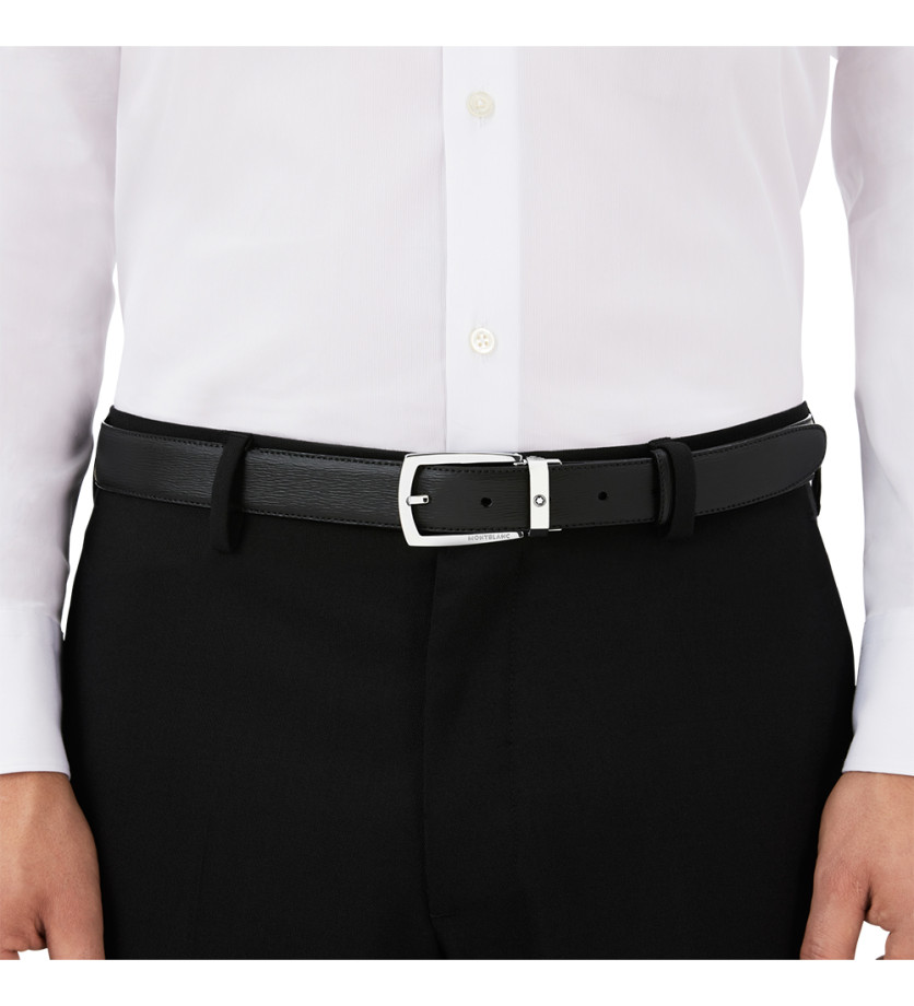 Ceinture Montblanc cuir noir 30 mm