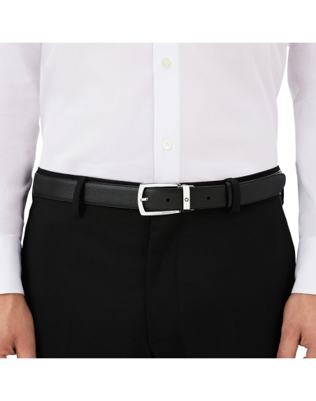 Ceinture Montblanc cuir noir 30 mm