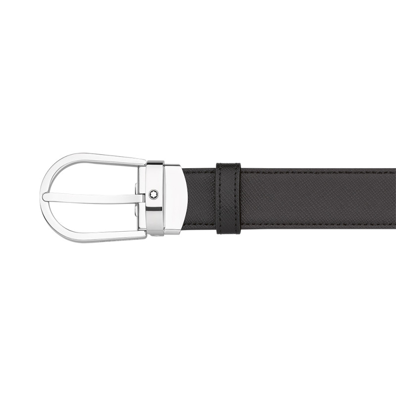 Ceinture réversible Montblanc à boucle fer à cheval cuir noir marron 30 mm