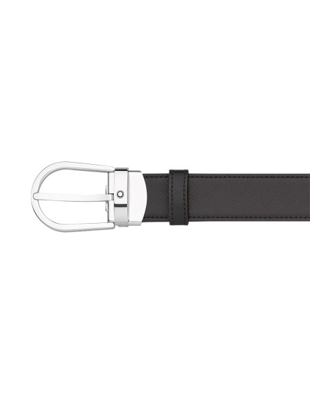 Ceinture réversible Montblanc à boucle fer à cheval cuir noir marron 30 mm