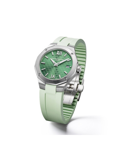 Montre Baume & Mercier Riviera quartz cadran vert bracelet caoutchouc vert 36 mm