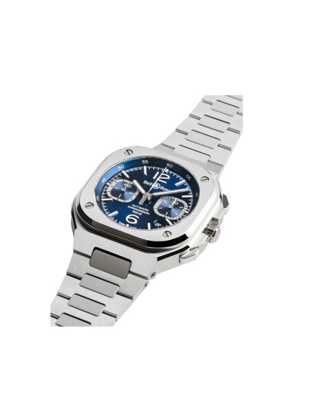 Montre Bell & Ross BR 05 Chrono Blue Steel automatique cadran bleu bracelet acier 42 mm