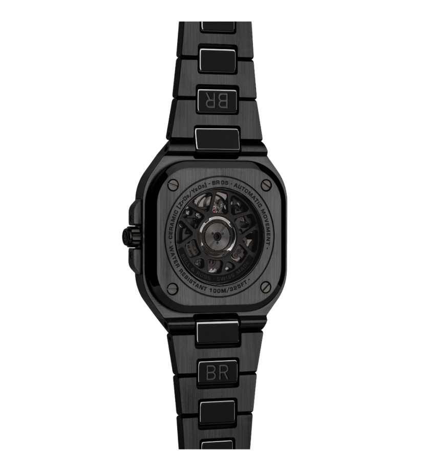 Montre Bell & Ross BR 05 Skeleton Black Ceramic automatique cadran noir bracelet céramique noir 41 mm