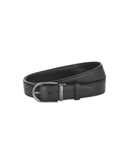 Ceinture Montblanc à boucle fer à cheval cuir noir 35 mm