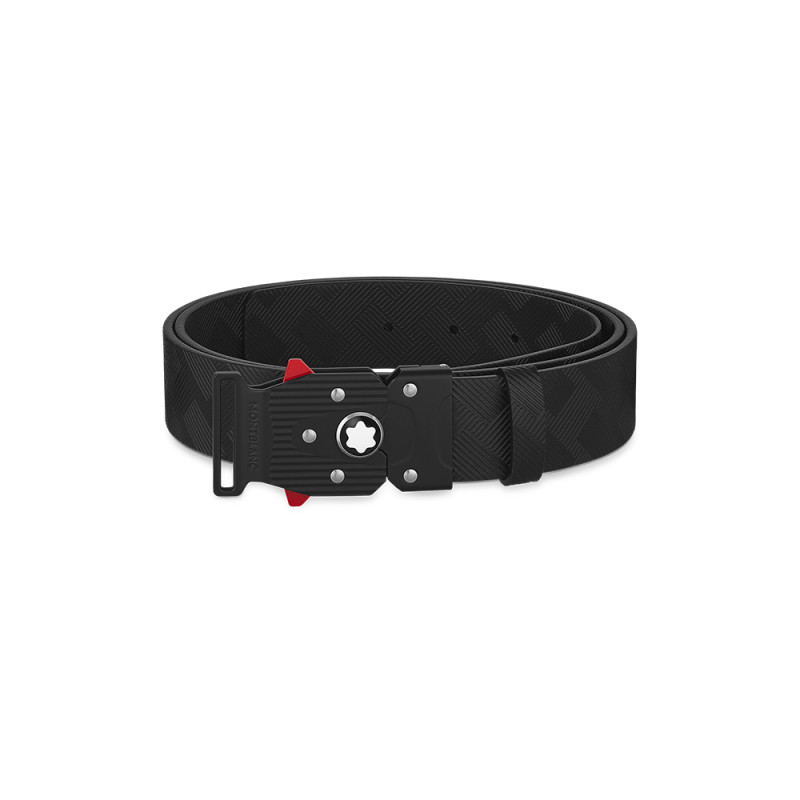 Ceinture Montblanc cuir noir imprimé avec fermoir M LOCK 4810 35 mm