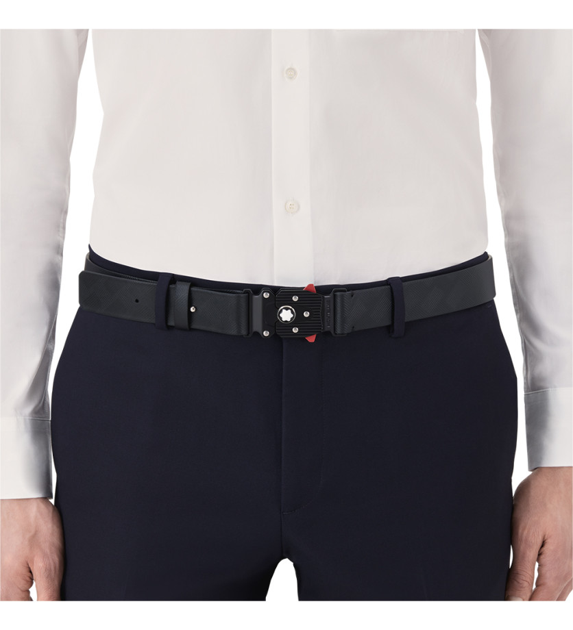 Ceinture Montblanc cuir noir imprimé avec fermoir M LOCK 4810 35 mm