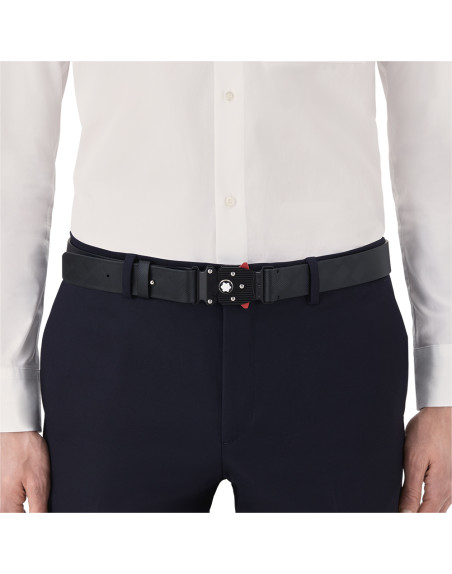 Ceinture Montblanc cuir noir imprimé avec fermoir M LOCK 4810 35 mm