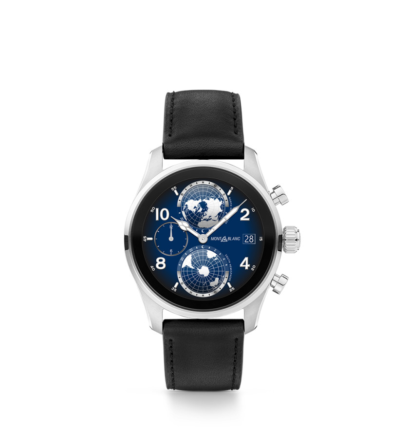 Montre Montblanc Smarwatch Summit 3 cadran noir bracelet cuir noir 42 mm