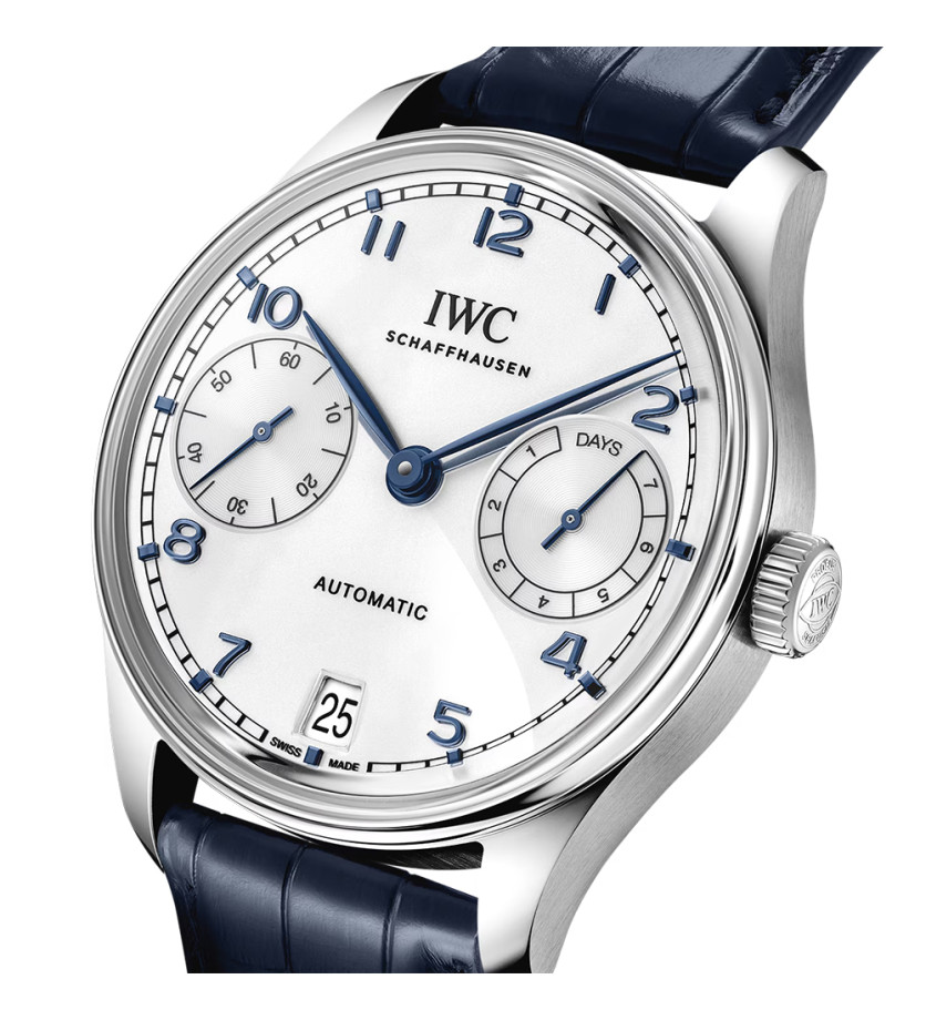 Montre IWC Portugieser automatique cadran blanc bracelet alligator 42 mm