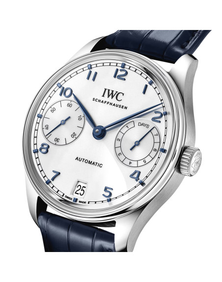 Montre IWC Portugieser automatique cadran blanc bracelet alligator 42 mm