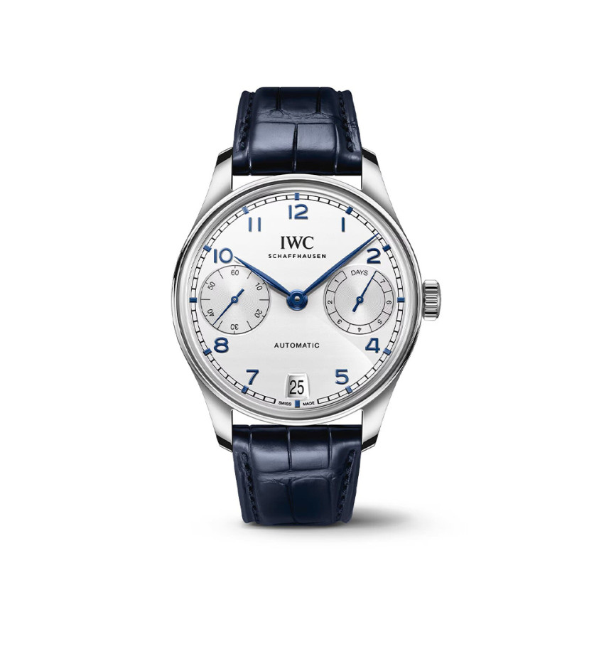 Montre IWC Portugieser automatique cadran blanc bracelet alligator 42 mm