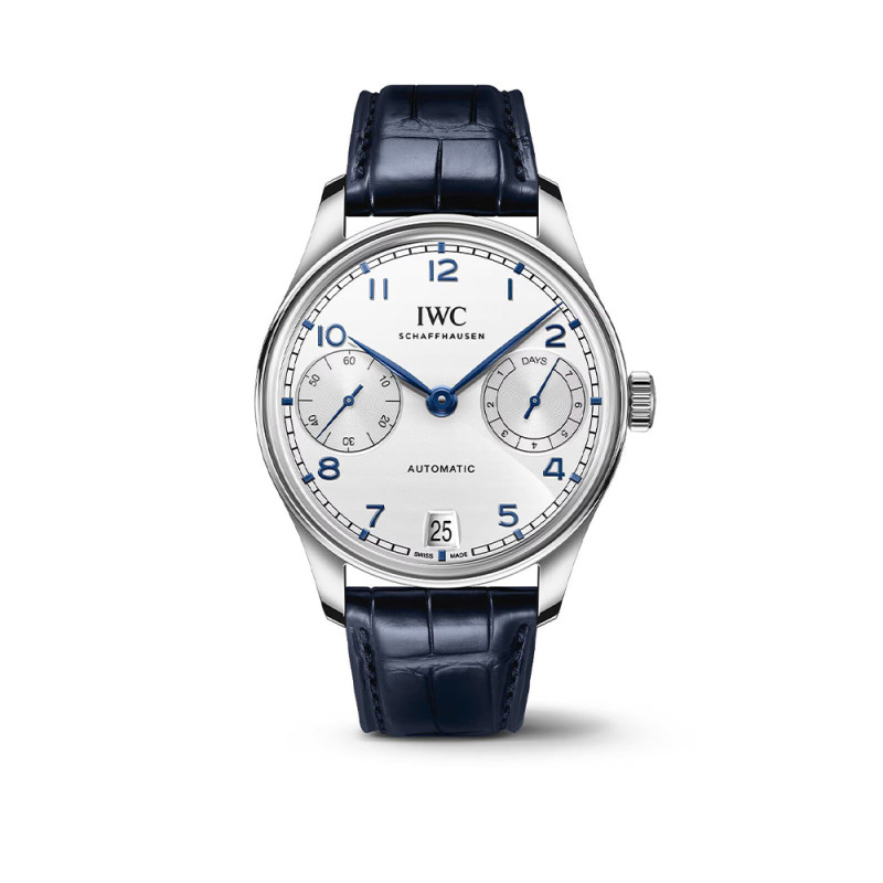 Montre IWC Portugieser automatique cadran blanc bracelet alligator 42 mm