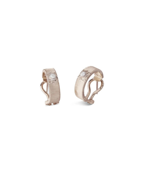 Boucles d'oreilles Buccellati Macri classica Opera or rose, or blanc et diamants