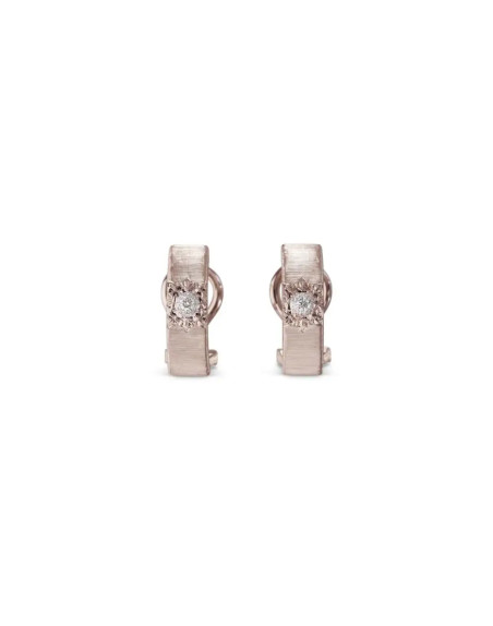 Boucles d'oreilles Buccellati Macri classica Opera or rose, or blanc et diamants