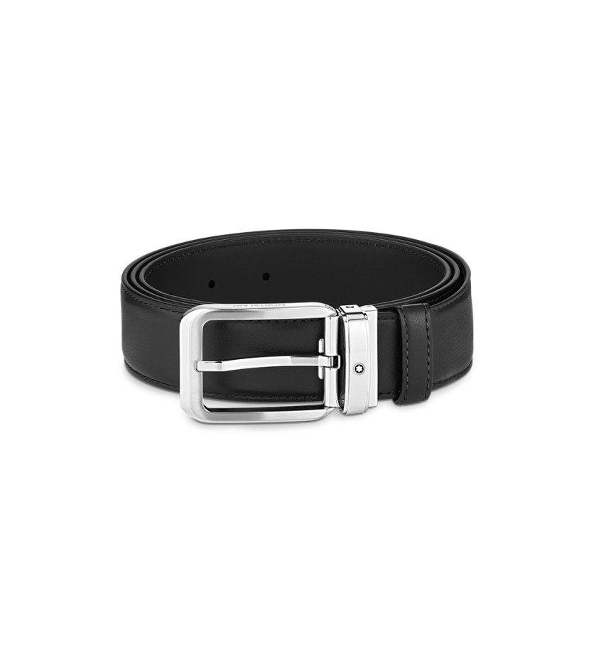 Ceinture Montblanc cuir noir 35 mm