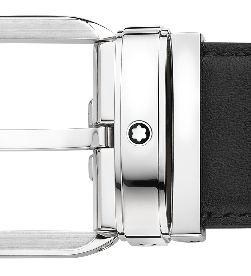 Ceinture Montblanc cuir noir 35 mm