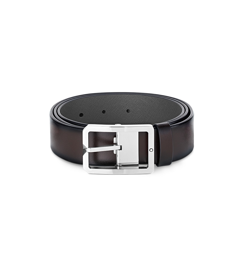 Ceinture réversible Montblanc cuir marron gris 35 mm