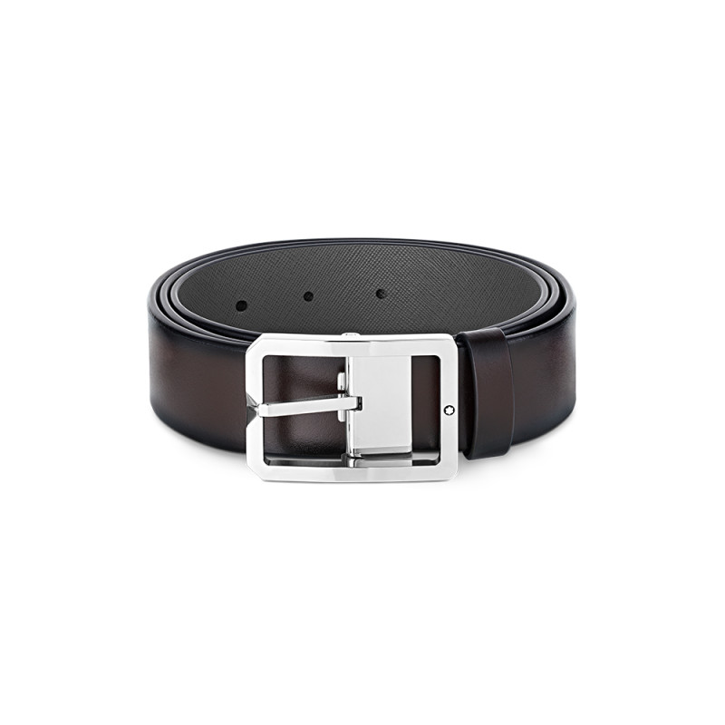 Ceinture réversible Montblanc cuir marron gris 35 mm