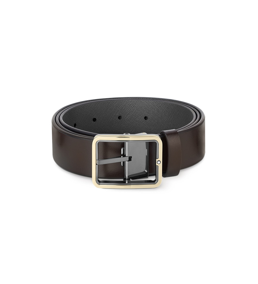 Ceinture réversible Montblanc cuir marron gris 35 mm